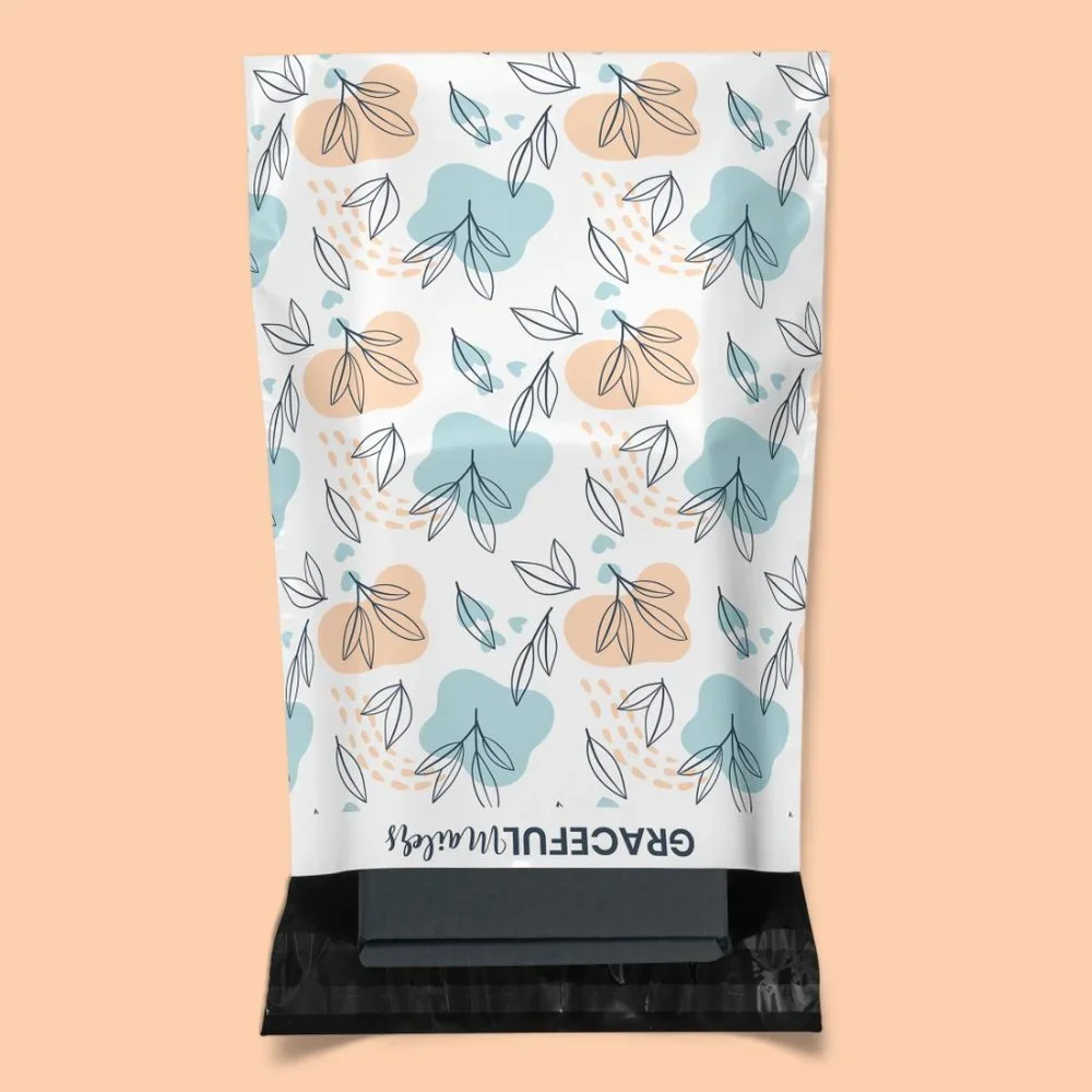 Faithful Floral 10x13 Custom Poly Mailer Envelopes Graceful Spring Leaves